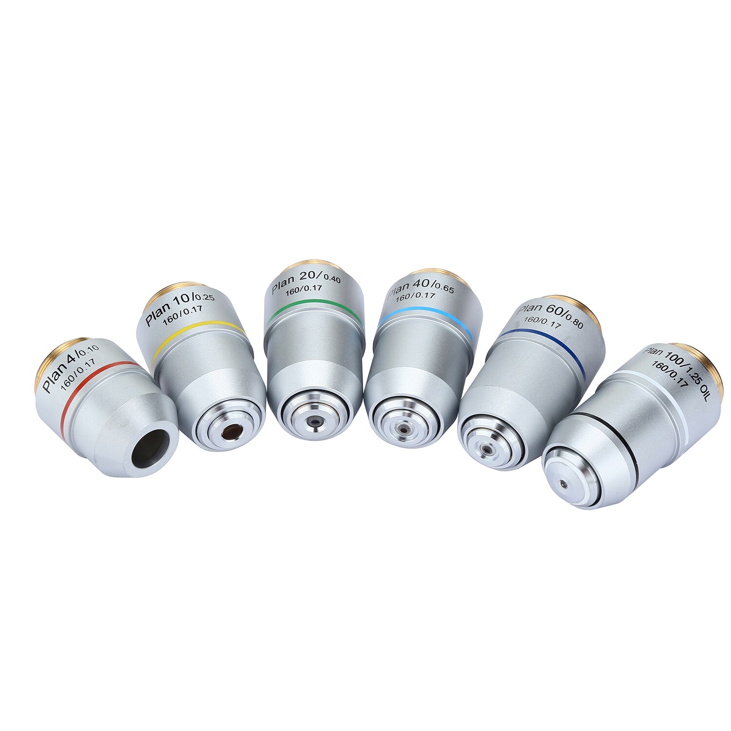 4 10 20 40 60 100X 195Achromatic Objective Lens Thread 20.2 Biological Microscope Monocular Binocular Trinocular High Definition