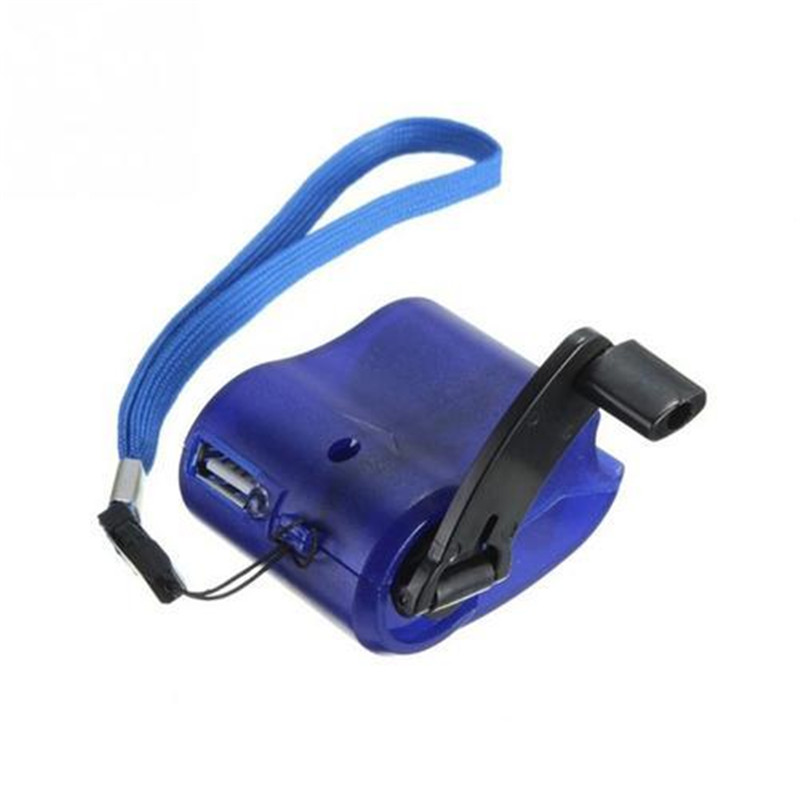 Hand-operated charger USB Hand-Operated Electric Generator Mobile Power Bank Charging Charger for iphone android D8: Blue