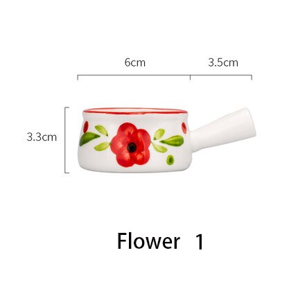 Mdzfsweethome Keramische Mini Pan Melk Pot Melk Cup Met Handvat Koffie Suiker Kommen Aardbei Bloemen Patroon Keuken Kookgerei: Flower1