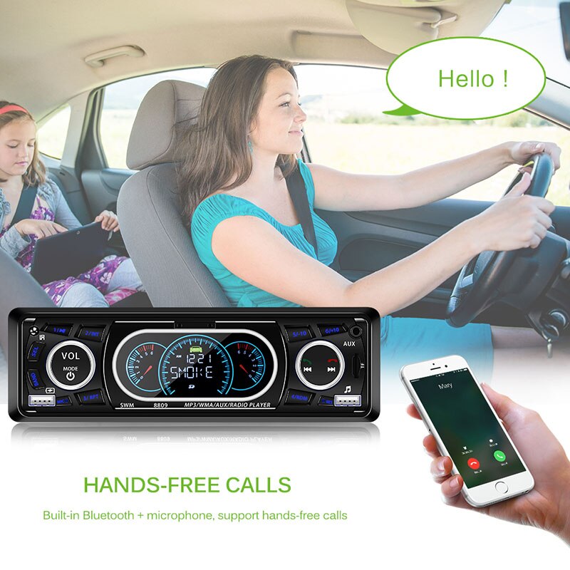 Autoradio 1 Din 12V Bluetooth Car Stereo Lcd-scherm Autoradio FM Aux Ingang Ontvanger USB MP3 60W X 4 High Power Output EQ