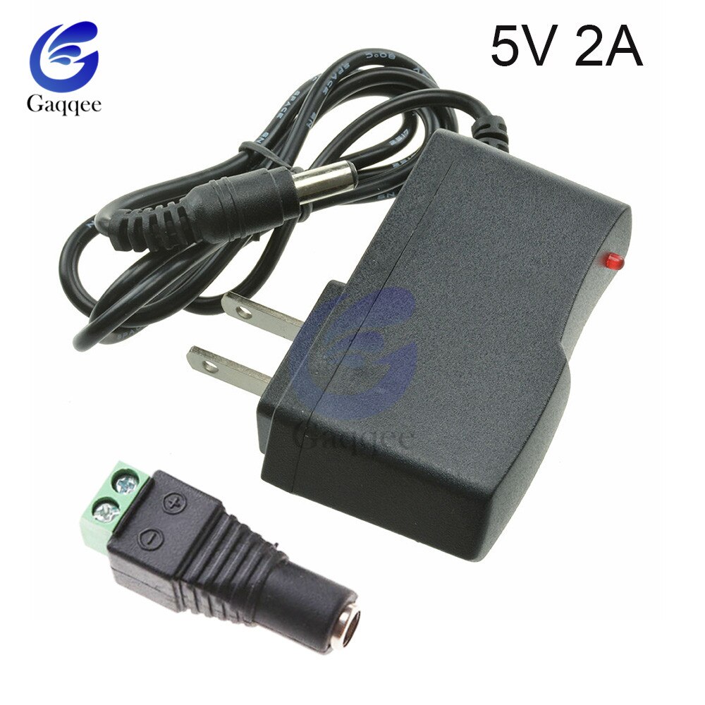 EU US Plug Driver Adapter AC 110V 220V to DC 12V 2A 5V 1A 5.5*2.1mm LED Power Supply + Female Connector For LED Strip Converter