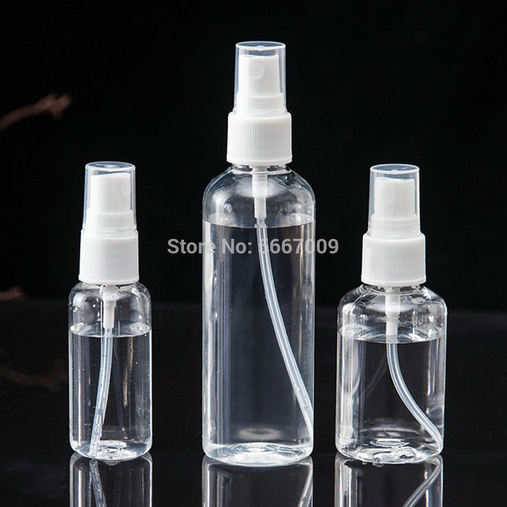 10 Stks/partij 10 Ml Tot 100 Ml Clear Pet Spray Fles Kleine Plastic Side Spray Fles Alcohol Parfum Laboratorium experiment