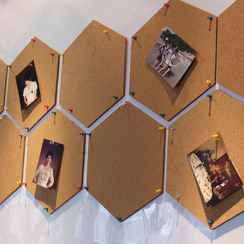 4pcs Cork Board Muti-Functional Cork Board Self-Adhesive Office Photo Background Cork Board Hexagon Stickers For Office Home