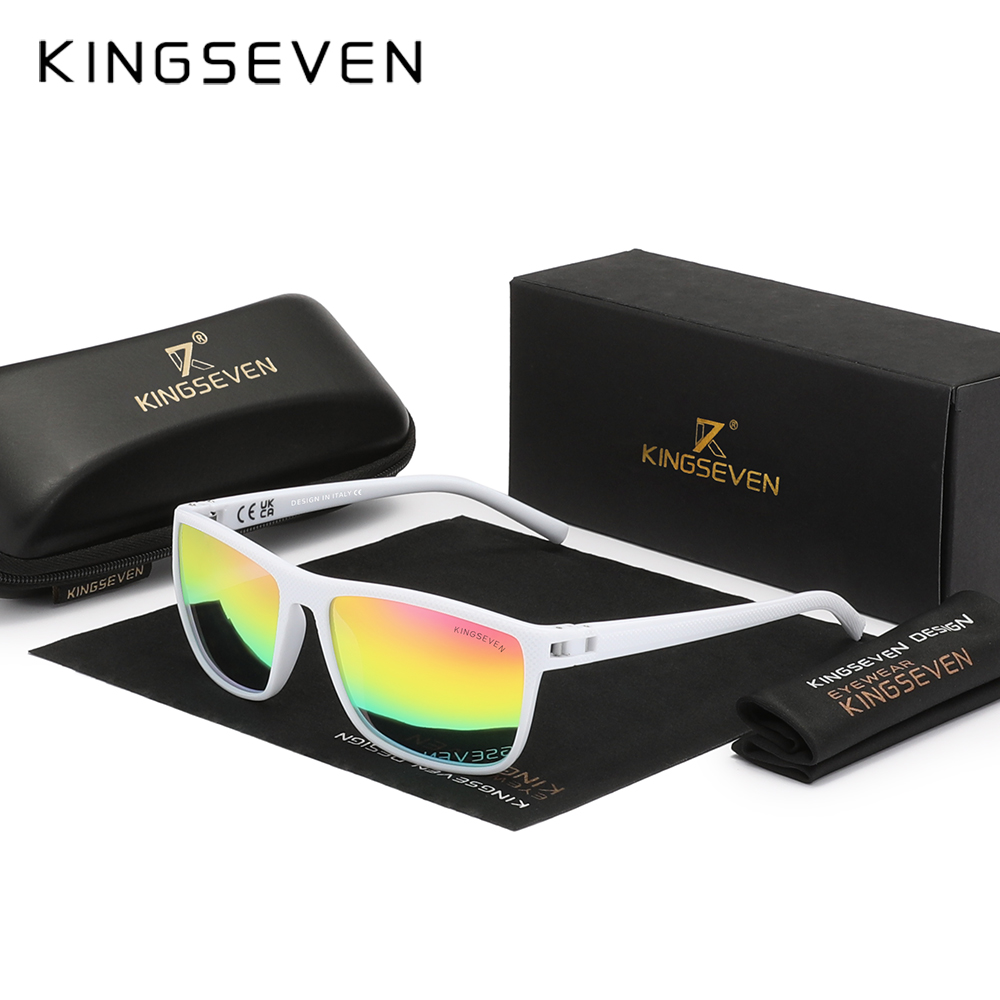 KINGSEVEN Neue polarisierte Sonnenbrille für Damen, klassisch, quadratischer Rahmen, Sonnenbrille für Herren, draussen-Reisen, 755: Orange