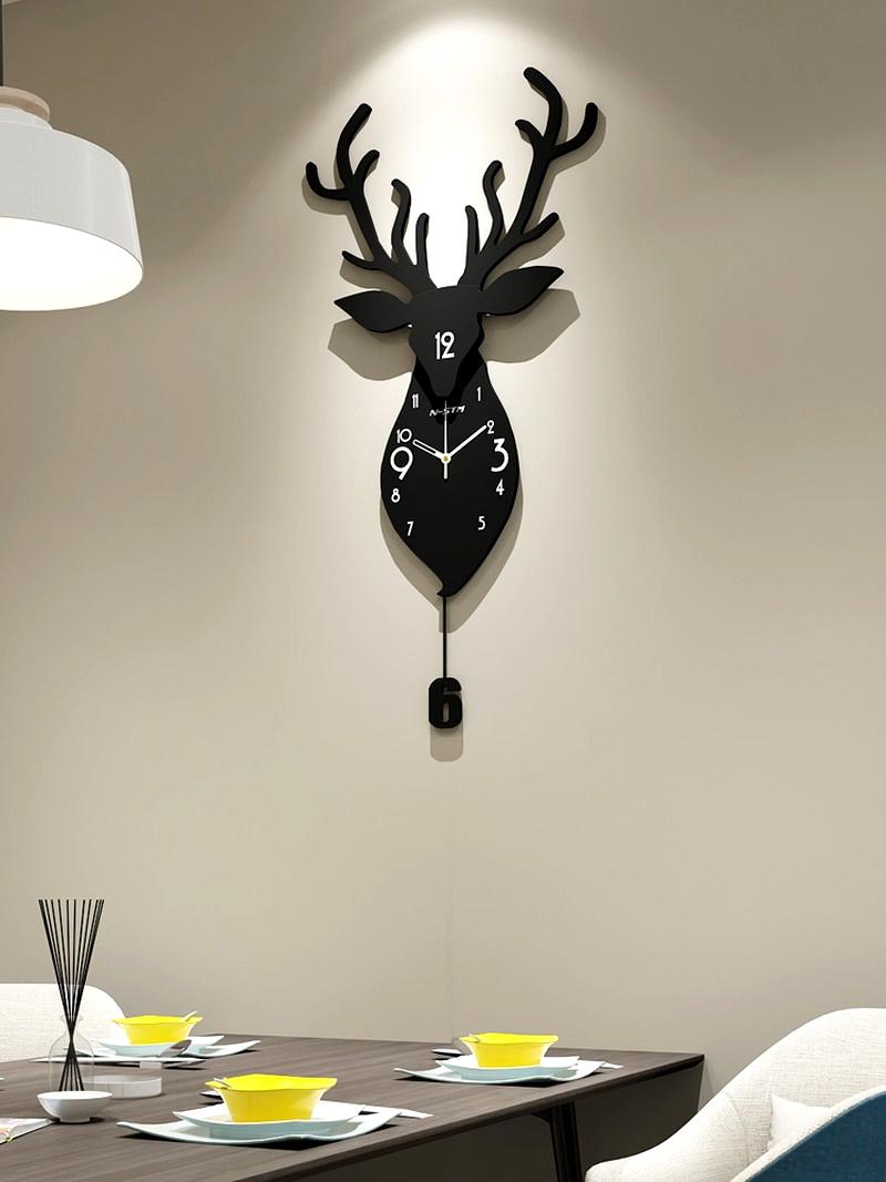 Nordisk hjortehovedur, vægur, stue, personlighed, vægur, moderne stemningsfuld dekoration, dæmpet ur