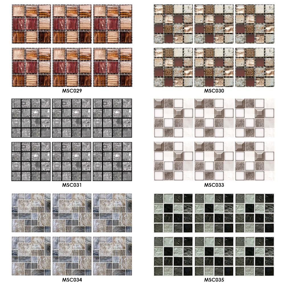 6pcs Waterproof Tiles Mosaic Stickers Mildew-proof Surface Covered with Film Kitchen Bathroom Toilet Adhesive Wallpaper