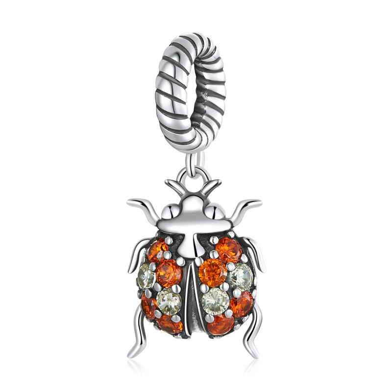 WOSTU-Colgante de Plata de Ley 925 auténtica para mujer, dije de mariquita y mariposa, apto para pulseras, fabricación de joyería DIY, para: SCC2179