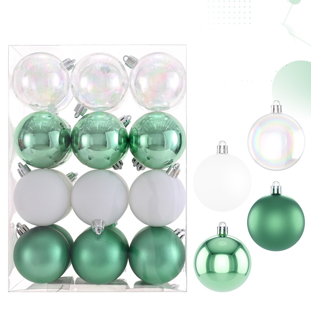 24 stuks 6 cm kerstballen gegalvaniseerde waterdichte kerstbollen hanger onbreekbaar plastic: Mintgroen