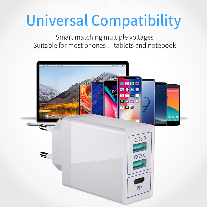 30w -fach usb-schnellladegerät, schnellladefunktion 4.0 , 3.0 typ-c pd schnellladefunktion für iphone 12, 11 x usb-ladegerät,  qc 3.0 handy-ladegerät für huawei