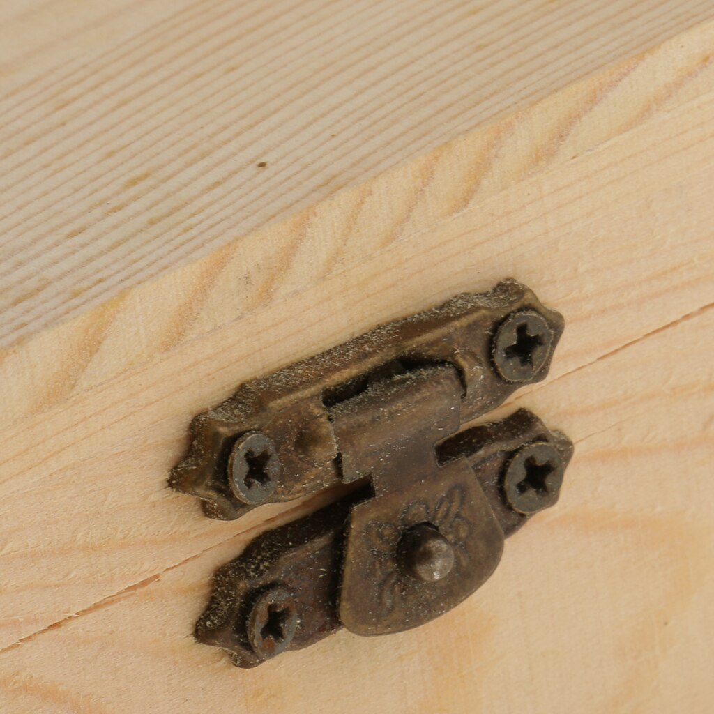 Natural Wood Wooden Box Storage Treasure Pirate Chest, Jewellery, Craft Box, Small, Hinged, 3.15x3.15x1.77inches