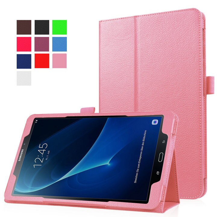 Tab A 10.1 T580 T585 etui z klapką do Samsung Galaxy Tab A6 10.1 2016 SM-T580 SM-585 PU skórzany stojak inteligentna pokrywa dla Tab A6 10.1: Pink