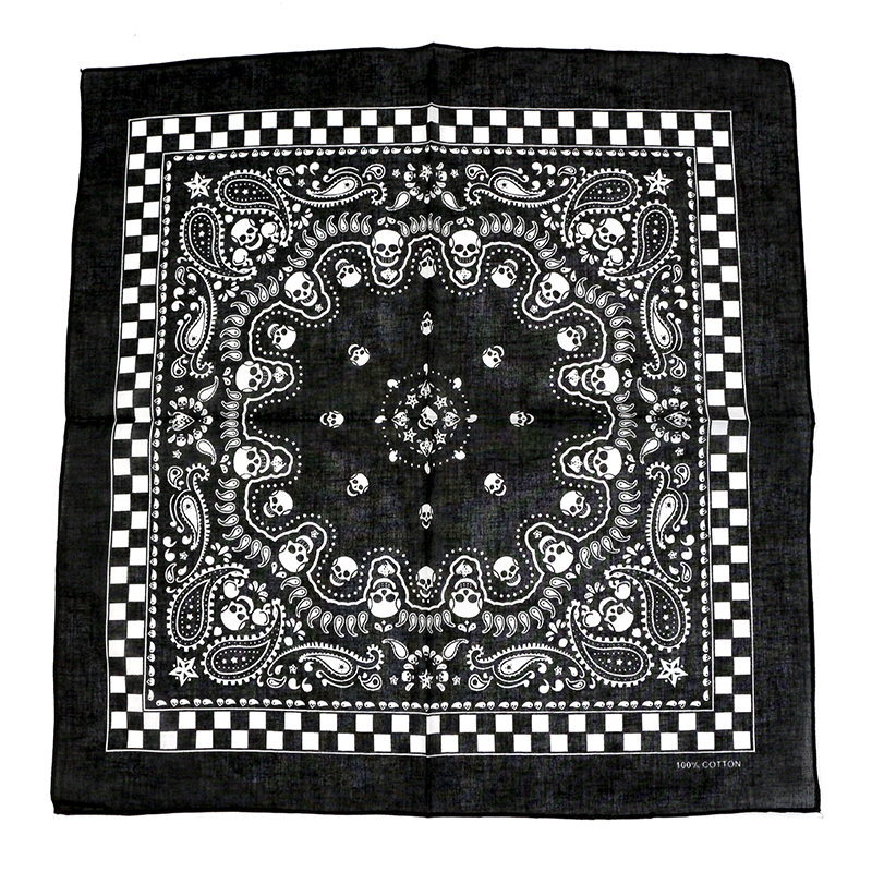 Klassisk svart hodeskalle rosetrykk bandana menn hiphop bomull firkantet skjerf ridemasker pannebånd hodeskjerf hodeplagg: En
