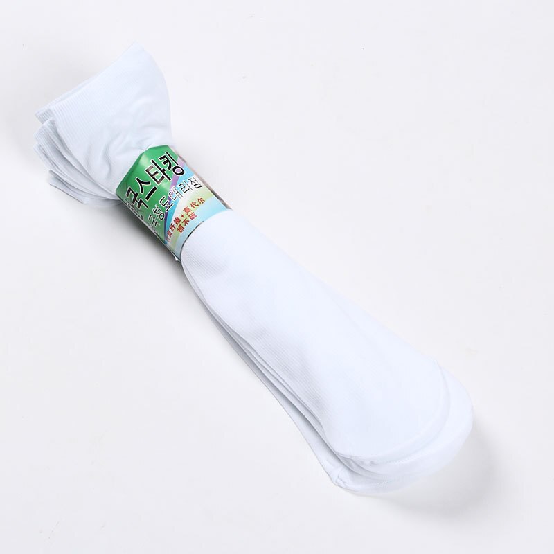 Solide 5 par/parti sommersokker tynde silke højelastisk nylon åndbare afslappede korte besætningsstrømper kølige mænds sokker: Hvid
