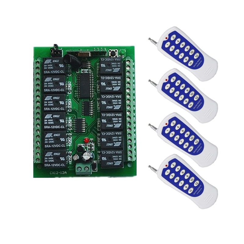 DC 12V 24V 12 CH 12CH Radio Controller RF Draadloze Afstandsbediening Schakelaar Systeem Zender + Ontvanger 315 /433 MHz