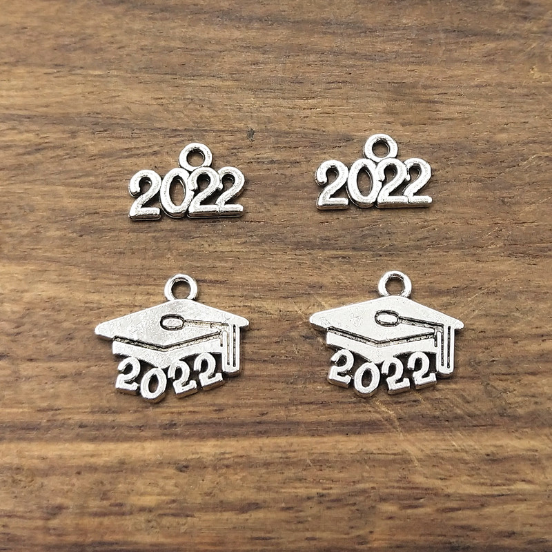 20Pcs Jaar 2022 Charms.2022 Graduation Cap Charms Tibetaanse Verzilverd Hangers Antieke Sieraden Maken Diy Handgemaakte Craft