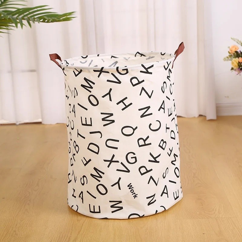 Foldable Cotton Linen Laundry Basket Bathroom Dirty Clothes Hamper Toy Storage Bag Home Organizer Foldable Fabric Hamper: SKY BLUE