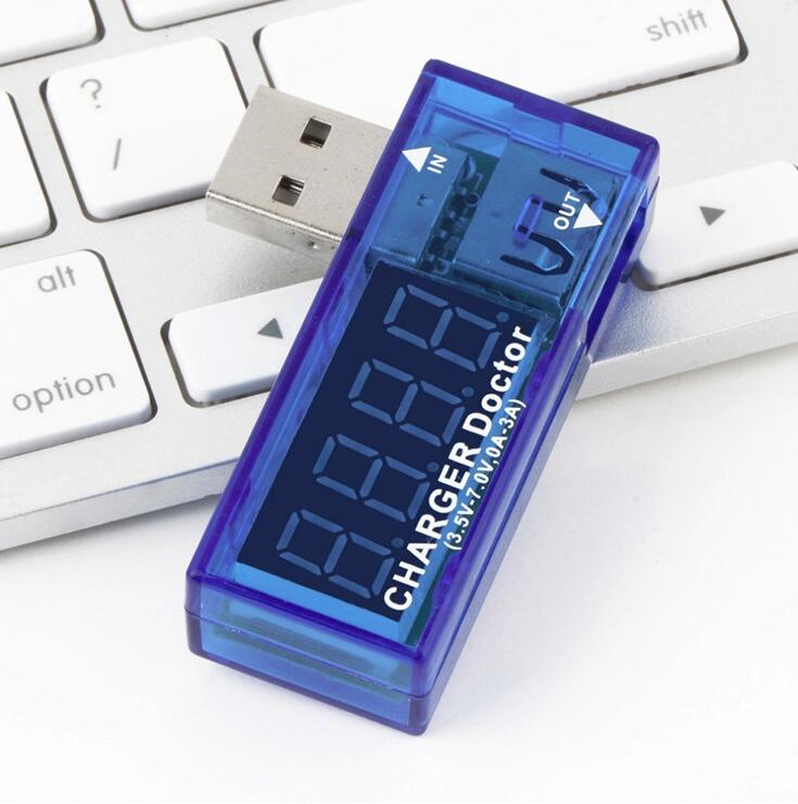 Usb lader doktor strøm ladestrøm spenningstester voltmeter amperemeter elektronikk digital usb mobilmåler