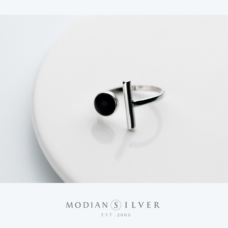 Modian 925 Sterling Silver Simple Geometric Ring for Women Free Size Ring Hiphop Style Fine Jewelry Accessories