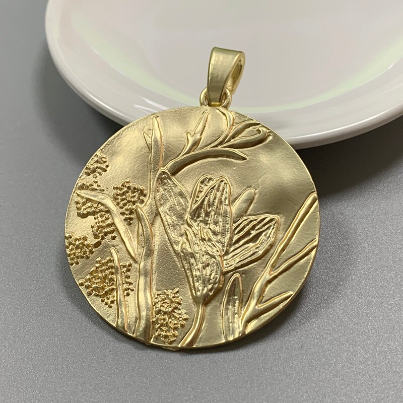 1 piece large matte gold boho locket flower round charm pendant for necklace jewelry making accessory r 72 x 55mm