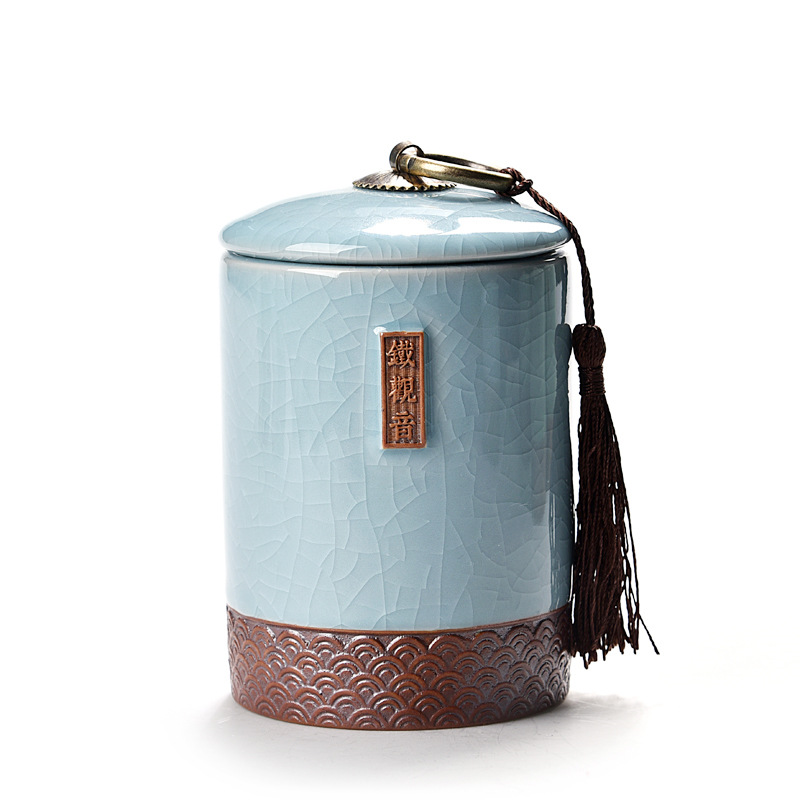 Pequeño tarro de té Caddy de cerámica sello de almacenamiento de té cofre café dulces caja de almacenamiento de alimentos de cocina juego de té Kung Fu tanque portátil