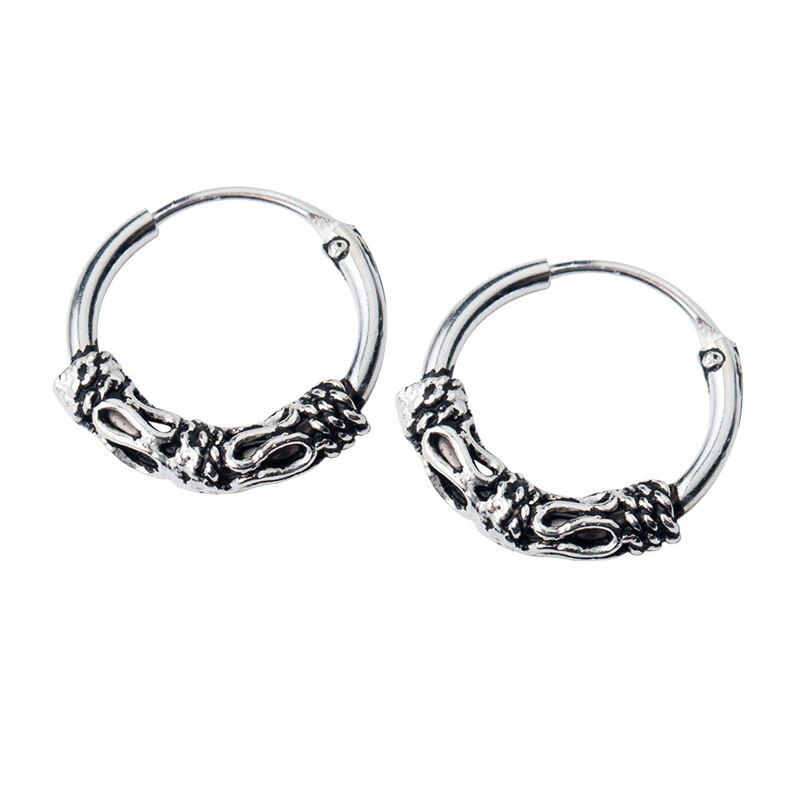 MloveAcc 100% 925 solide en argent Sterling Vintage fleur motif cerceau boucles d'oreilles pour les femmes Piercing boucles d'oreilles bijoux