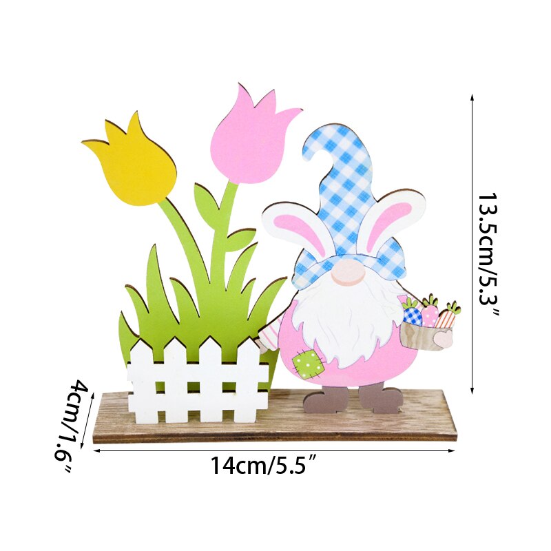 Happy Easter Spring Wooden Letters Decoration Easter Ornaments Bunny Carrot Faceless Gnome Wood Craft Kids Toys Party Decor: E05-1pcs