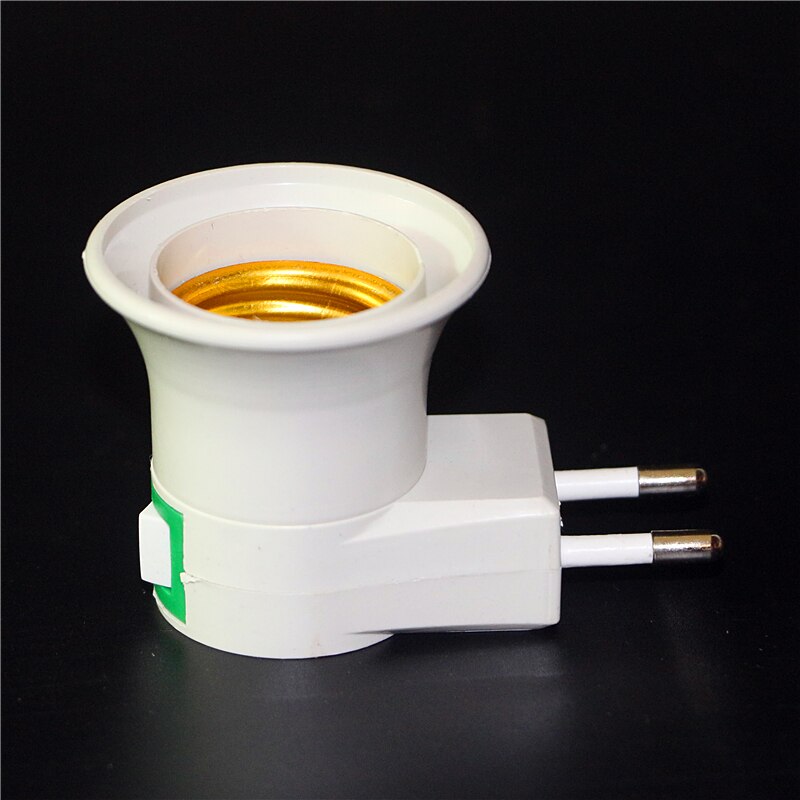 Samlet 1 stk  e27 eu stik adapter med tænd/sluk kontrolkontakt  e27 fatninger lampe base lampe fatning