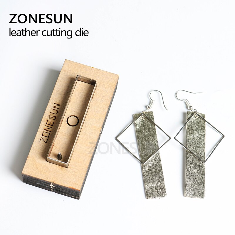 ZONESUN, pendiente de cuero, troquel de corte, forma rectangular, Arte de papel, herramienta de decoración de cuero para troqueladora, corte artesanal DIY