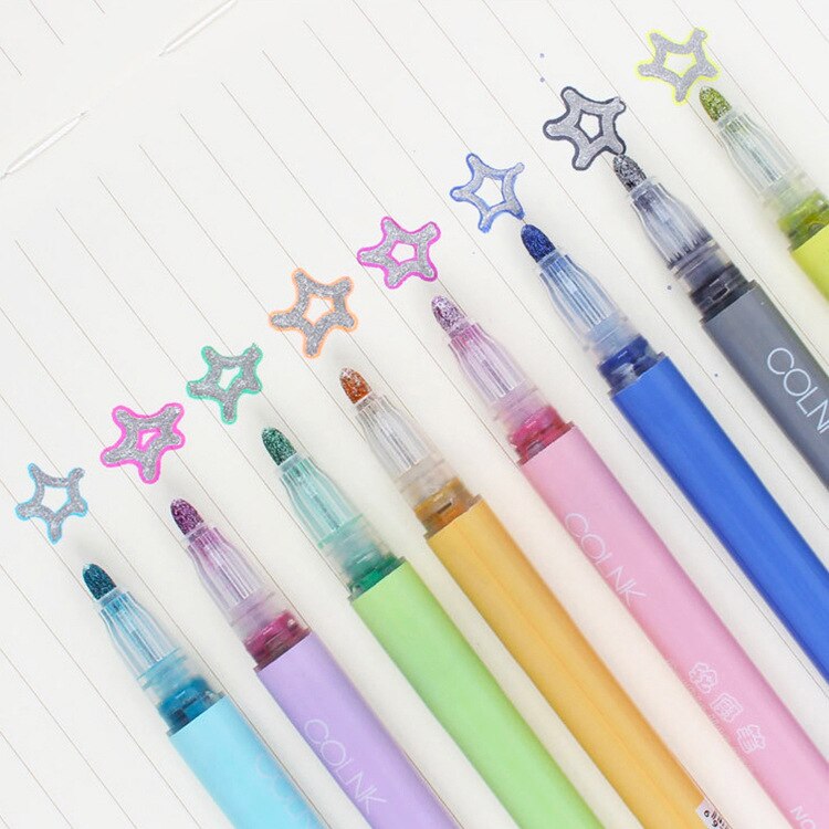 Stylo surligneur coloré pour dessin et écriture, marqueur Fluorescent à Double ligne