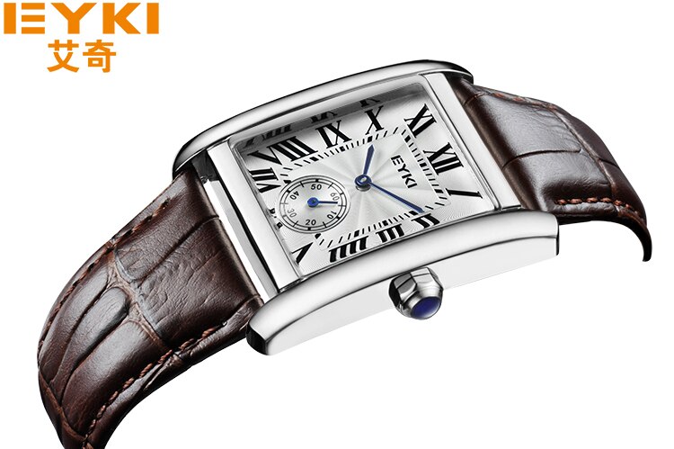 Eyki Brand Couple Tables Lovers Watch Formal Leather Strap Square Dial Waterproof Quartz Watch Women Clock Wrist Watches For Men