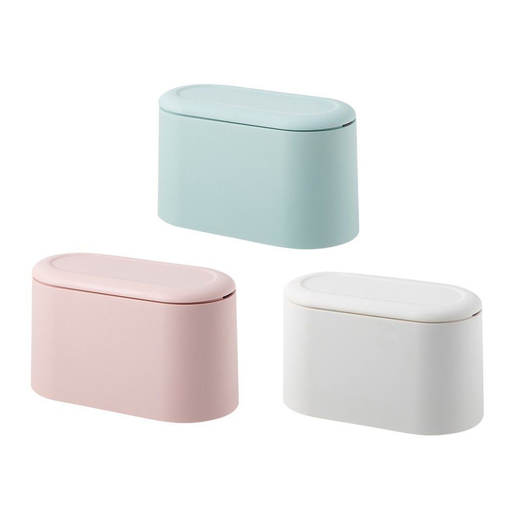 Mini Desktop Trash Can Push-up Cover Double-layer Trash Bin PP Countertop Wastebasket Press Neutral /