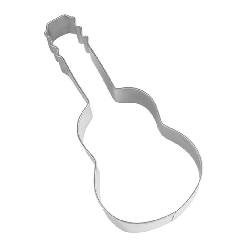 Molde con forma de guitarra musical para hornear galletas, cortador de acero inoxidable para hornear dulces, pasta de azúcar y fabricación de pasteles