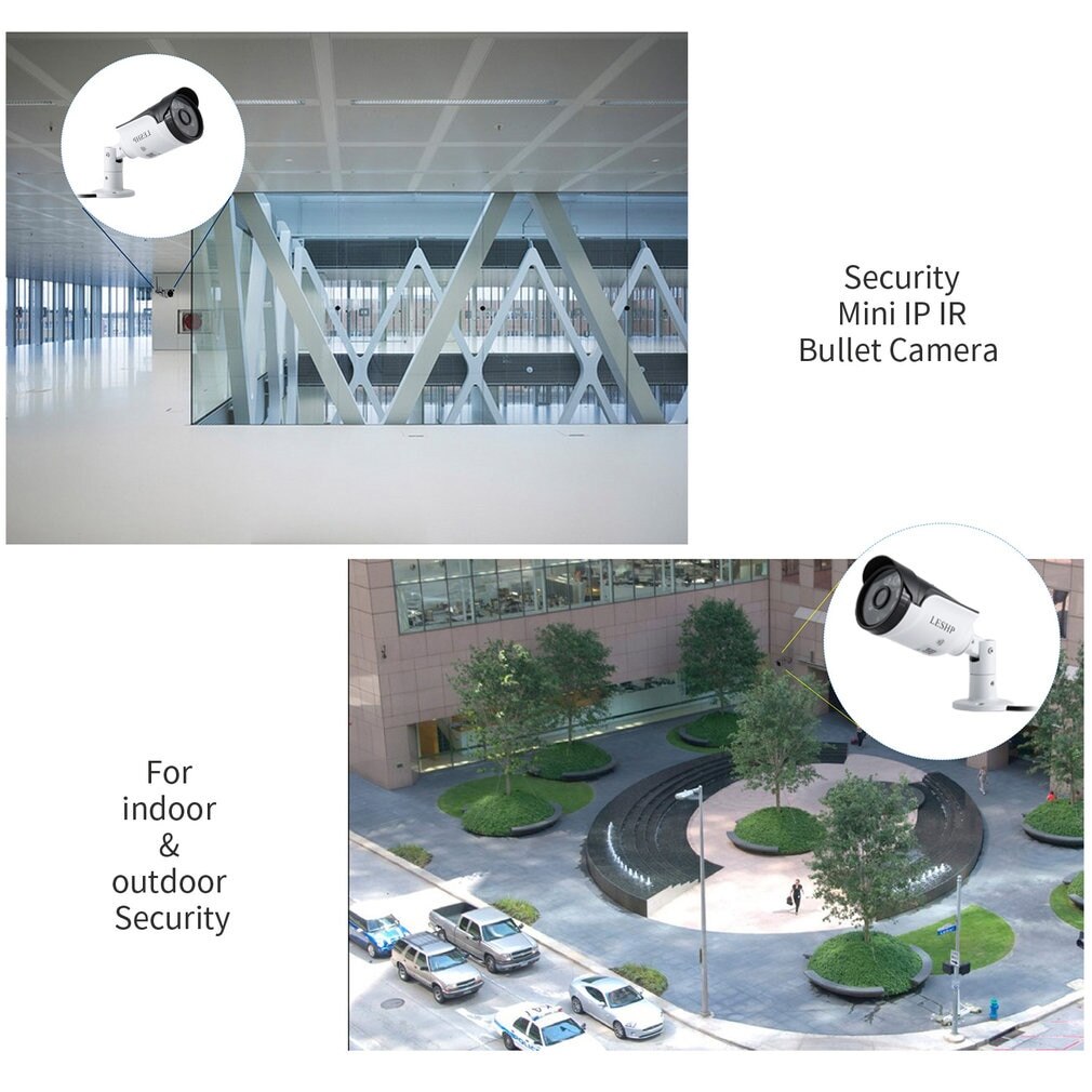 LESHP 960P HD Wired Outdoor IP66 Waterproof 1.3MP Camera 6 PCS Array Lights Support Built-in TF Card 8G Motion Detection