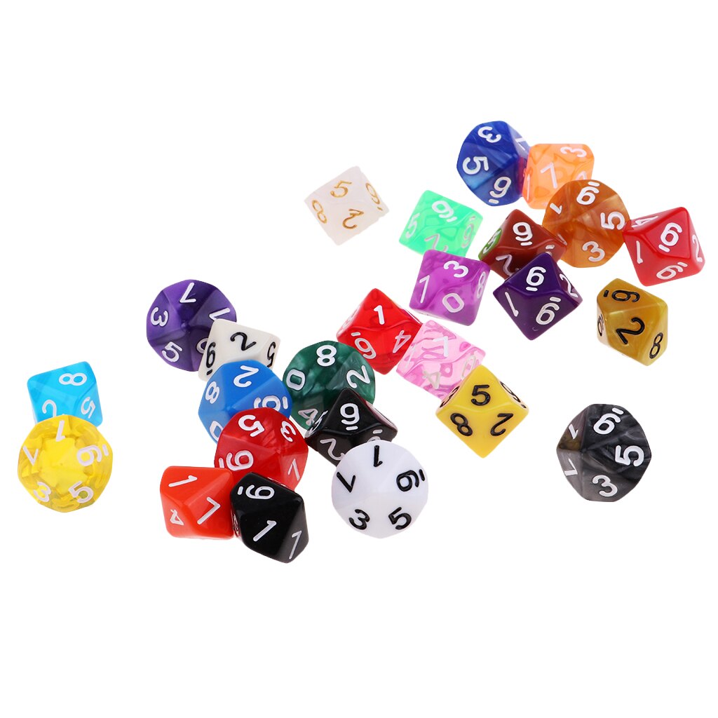 25x Acryl Polyhedral Würfel D10 TRPG Spielzeug für Tisch Spiel