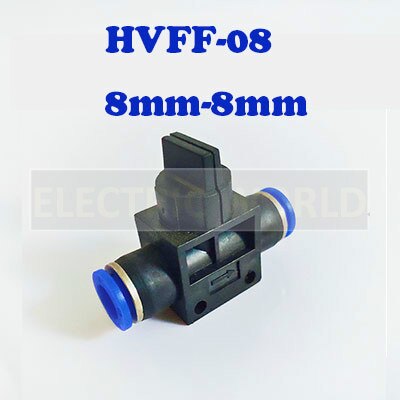 Air Pneumatic Hand Valve Fitting 10mm 8mm 6mm 12mm OD Hose Pipe Tube Push Into Connect T-joint 2-Way Flow Limiting Speed Control: HVFF-08