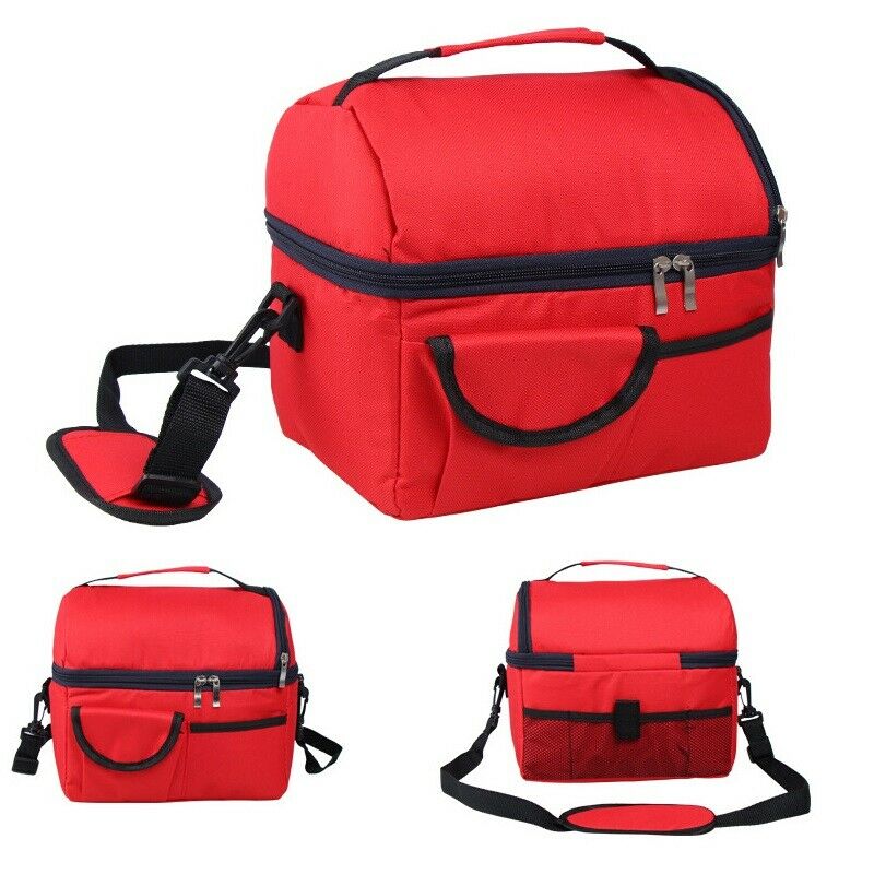 Insulated Lunch Box Tote Bag Travel Men Women Adult Cold Food Thermal Cooler 8L: wine red