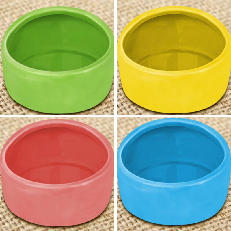 Cuenco de cerámica semidomo para mascotas pequeñas, para evitar que se vuele y se nutre en el lavabo del hámster, cuenco redondo de Chinchilla
