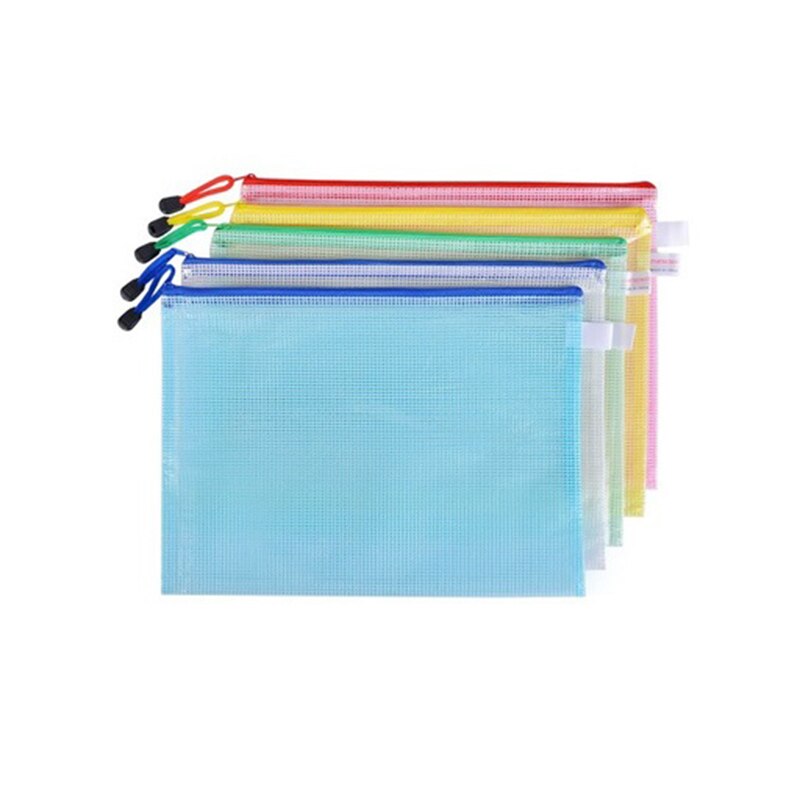6Pcs A3 A4 A5 A6 Waterproof Plastic Zipper Paper File Folder Book Pencil Pen Case Bag File Document Bags Office Student Supply