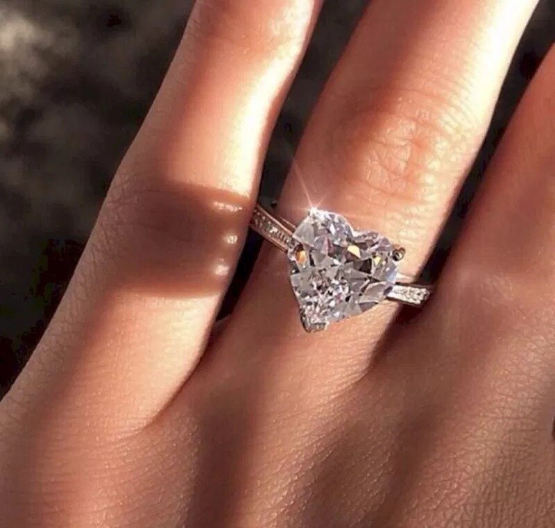 Drei-Zinke Liebe frauen Ring Weiß AAA Zirkonia Hochzeit Engagement Liebe Schmuck Neue