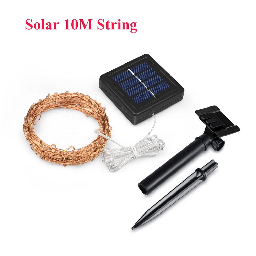 10M 20M LED Solar- Schnur 2M 5M Batterie Energie Kupfer Draht Gebühr Girlande licht Weihnachten Hochzeit Party Garten Terrasse Dekoration: 10M Solar- Schnur / warm Weiß