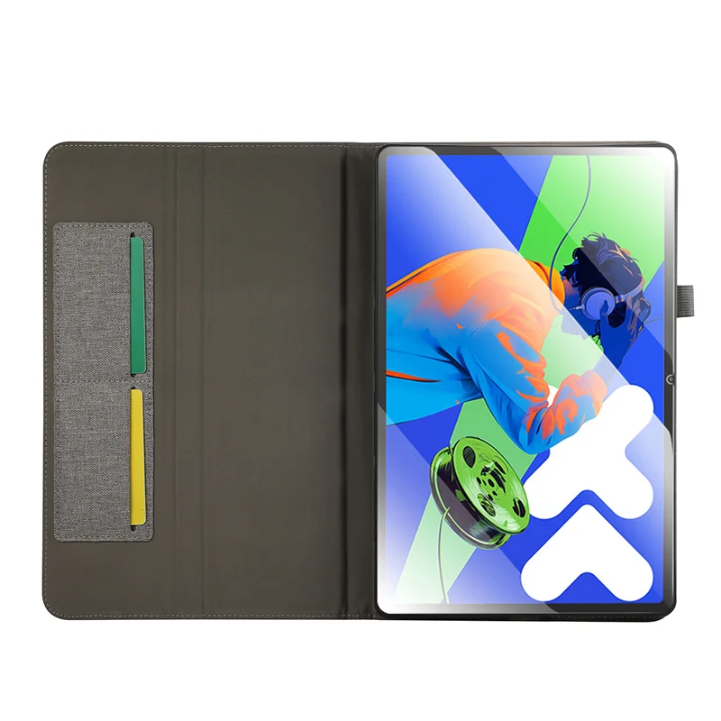 Etui til lenovo idea tab pro, blødt cowboy-stativ, flip-cover til xiaomi pad pro 12.7 /  , idea tab 12.7  tb373fu tb375fc