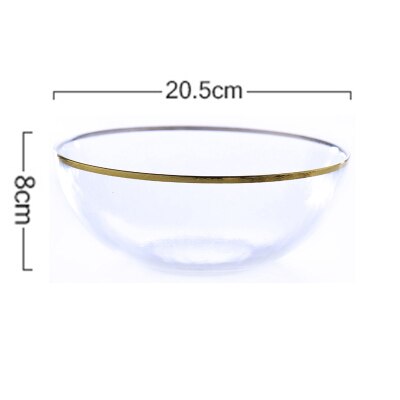 Guldkant glas middagstallerken gennemsigtig dessertskål westernfad salatbakke frugtplade servise sæt: Skål 20.5cm