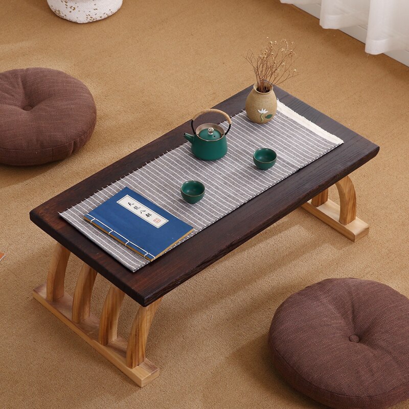 Chinese Lage Theetafel Houten 60X40X30 Cm Woonkamer Bijzettafel Voor Koffie Aziatische Antieke Vloer tatami Thee Tafel F6023