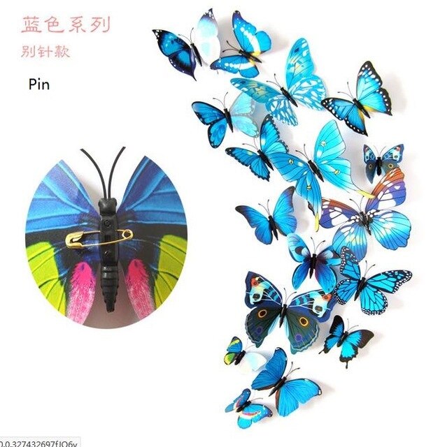 stijl 12 Pcs Dubbele laag 3D Vlinder Muur Sticker op de muur Home Decor Vlinders voor decoratie Magneet Koelkast stickers: 2