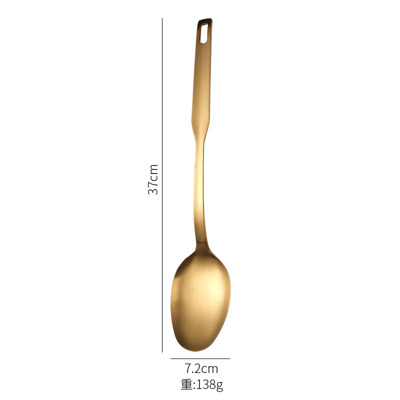 Stainless Steel Gold Kitchenware Cooking Tool Set Scoop Soup Ladle Skimmer Colander Kitchen Gadgets Nonstick Leaky Spatula 1PC: Sanding spoon