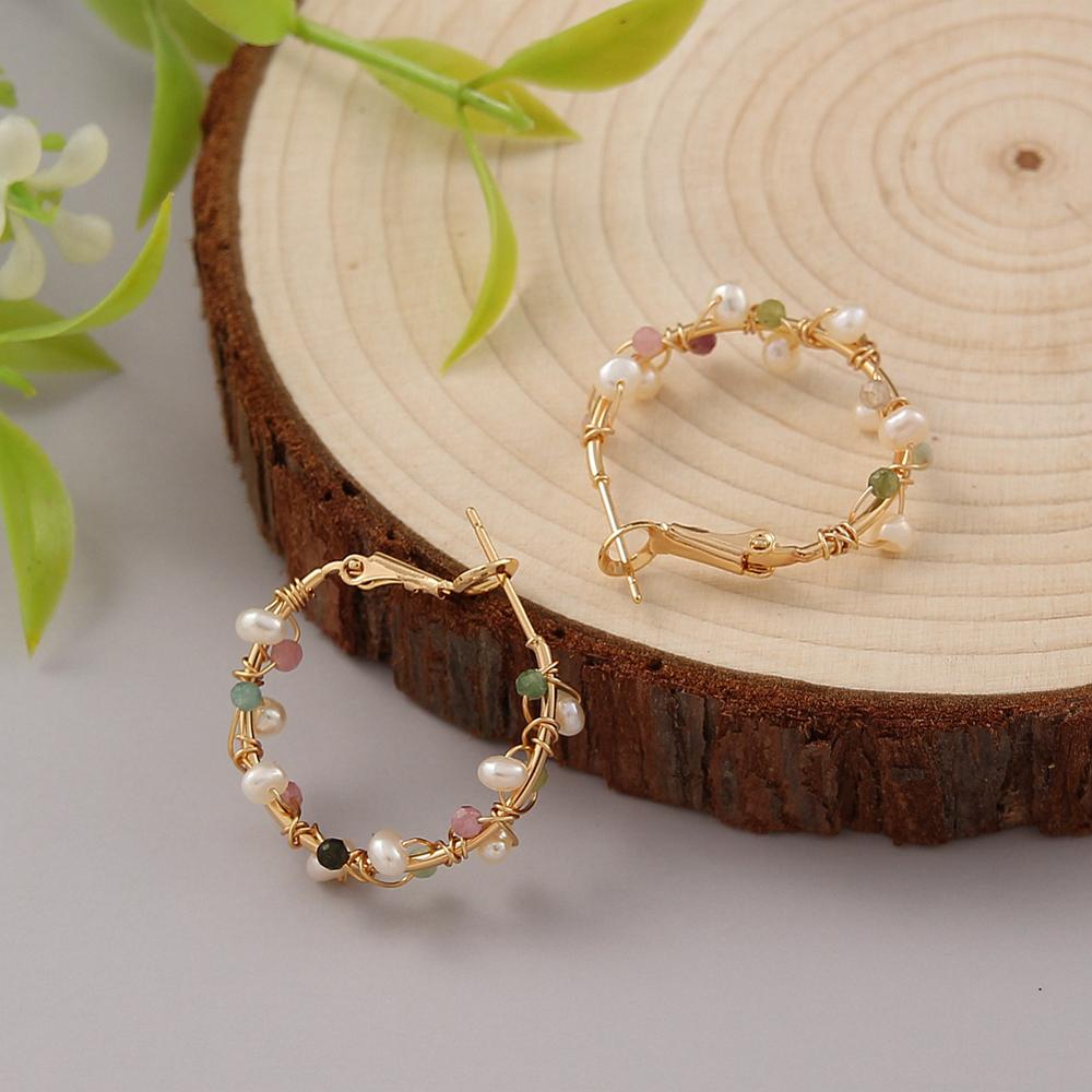 Coeufuedy Perle Ohrringe Handgemachte Süßwasser Perle Band Ohrringe Für Frauen weiß Perle modisch Ohrringe Schmuck