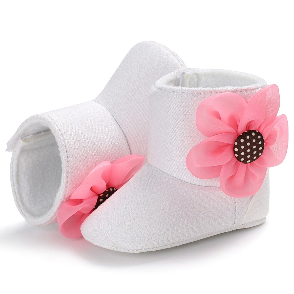 Pudcoco 0-18M Baby Meisjes Soft Sole Laarsjes Snowboots Baby Peuter Pasgeboren Wieg Schoenen: WHITE / 7-12 Months