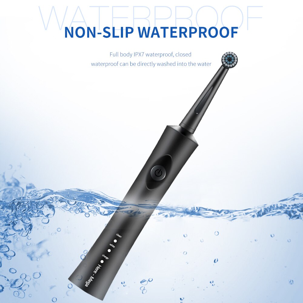 HERE-MEGA Rotating Electric Toothbrush Super Waterproof Cleaning Rechargeable Teeth Power Ultrasonic Sonic Tooth Brush Adult R02