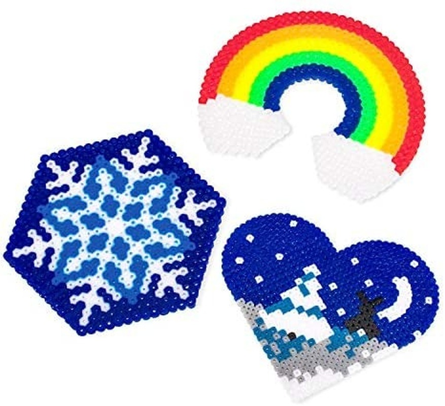 Fuse Beads Pegboards Set 3 Large and 9 Small pegboard with 12 Colorful Cards 12 Keychains 12 Key Hang Ropes for Kids DIY Craft