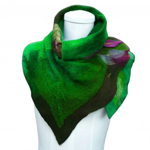 Kvinder vinter retro tørklædeindpakninger kvinder metal knap blød wrap afslappet varme tørklæder sjal bomuld britiske tørklæder pæne: Grøn